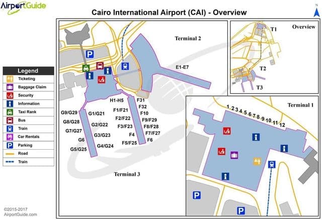 カイロ空港ターミナルマップ