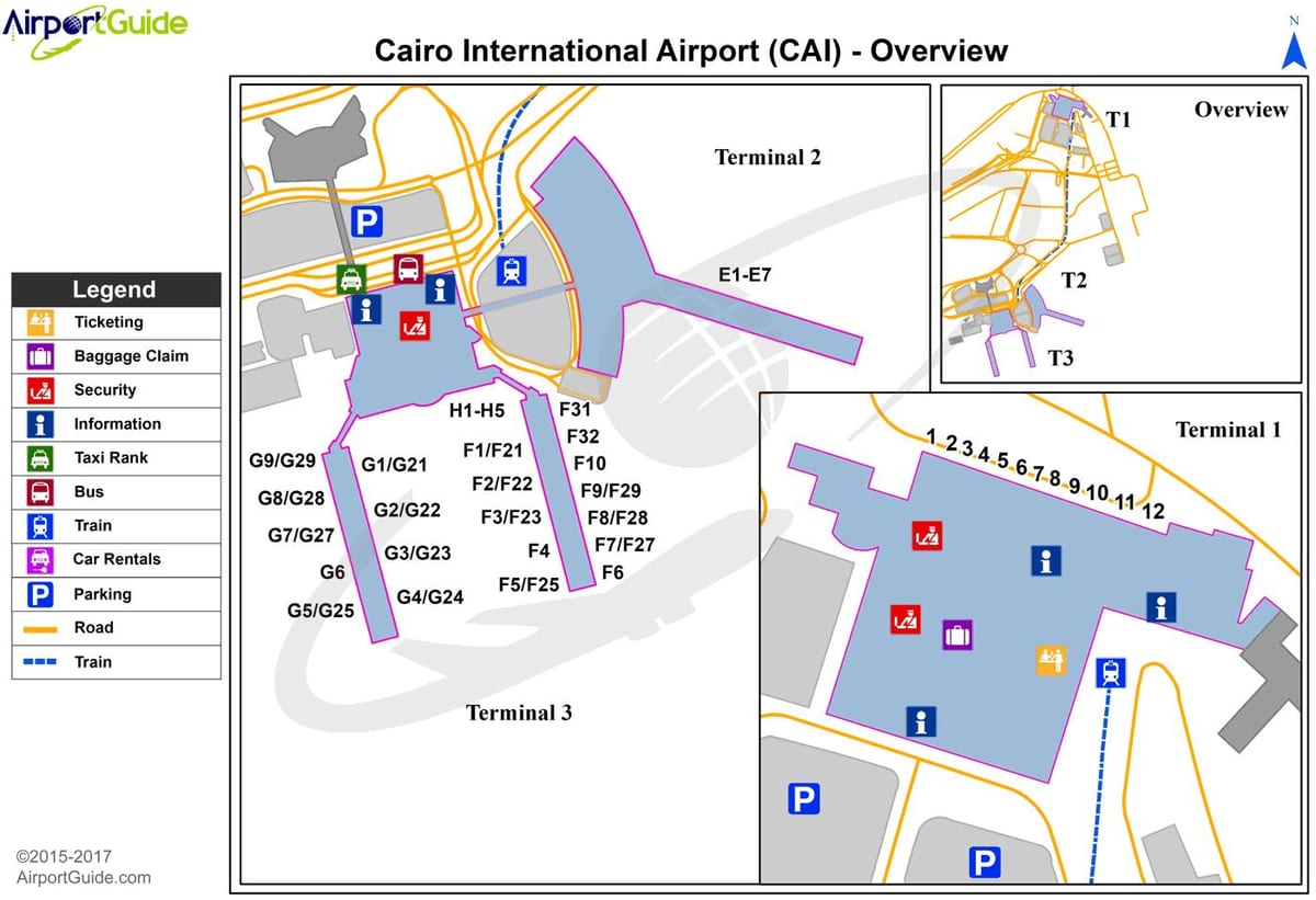 カイロ空港ターミナルマップ