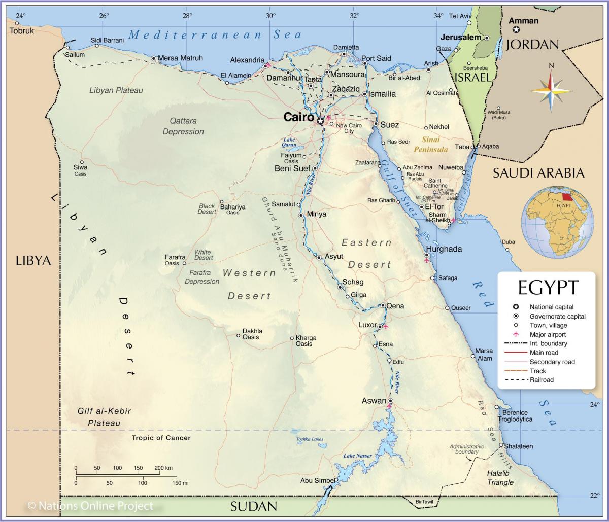 エジプト地図上のカイロ