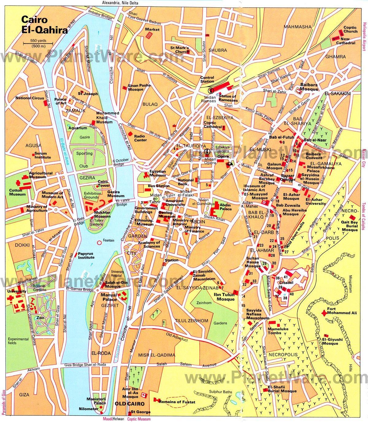カイロ市内中心部の地図